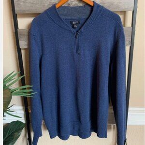 Alfani Mens Blue Stretch Quarter-Zip Long-Sleeve Pullover Sweater Size XL Cotton